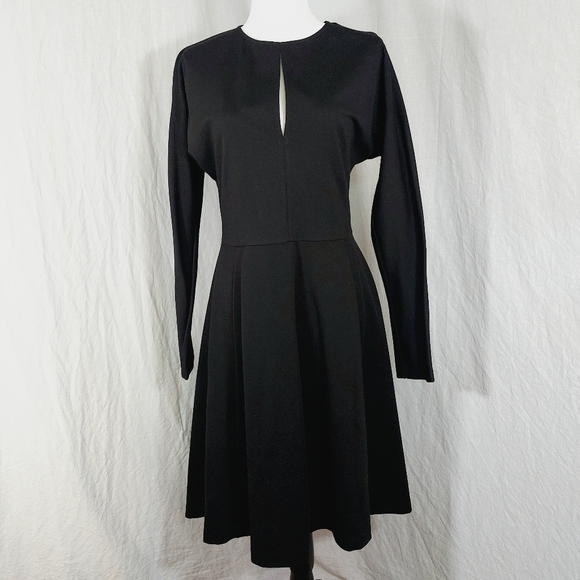 Dondup black jersey long-sleeve A-line midi dress keyhole crewneck, EUXL, NWT - Picture 5 of 11